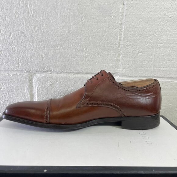 Magnanni 13317 Cap Toe Brown Leather Oxford Dress Shoes Lace up Men's Size 8.5 M - Picture 5 of 13